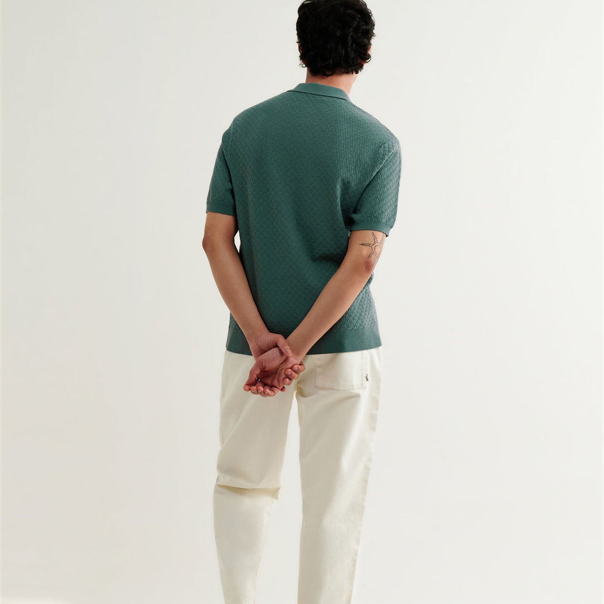 Wax London Naples SS Polo Retro Diamond: Sea Green